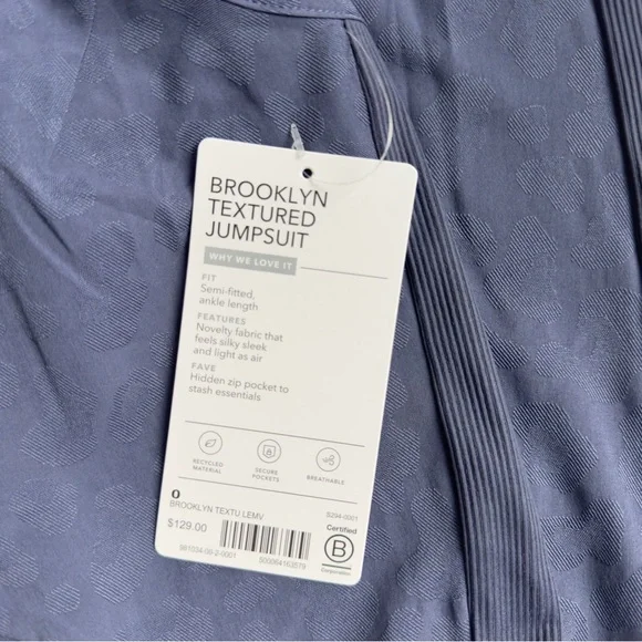 Athleta Brooklyn Textured Jumpsuit Blue Size 0 NWT - Picture 3 of 4